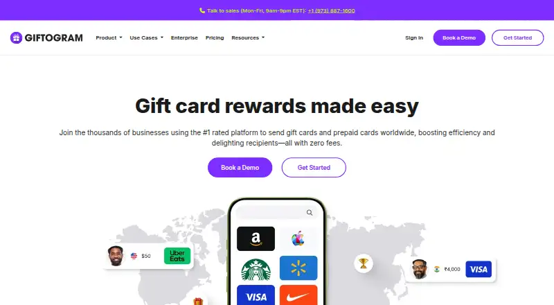 The Giftogram homepage