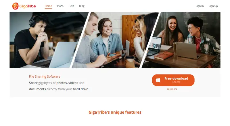 The GigaTribe homepage