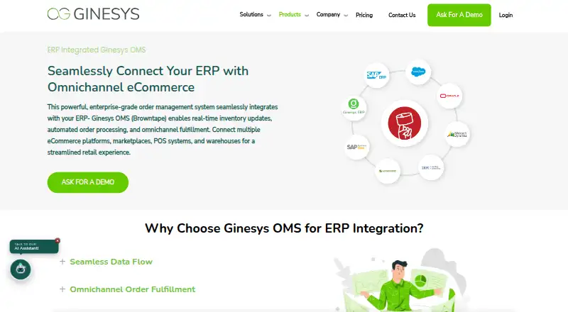 The Ginesys OMS homepage