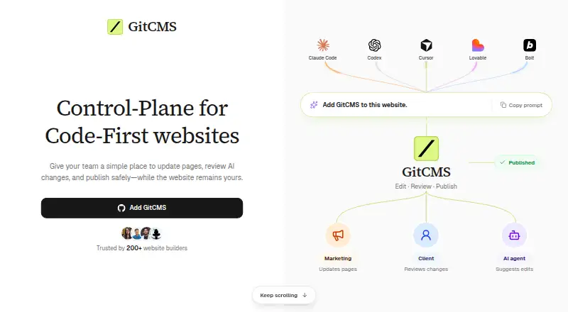 The GitCMS homepage