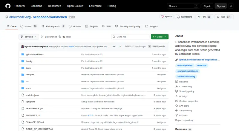 The ScanCode Workbench homepage