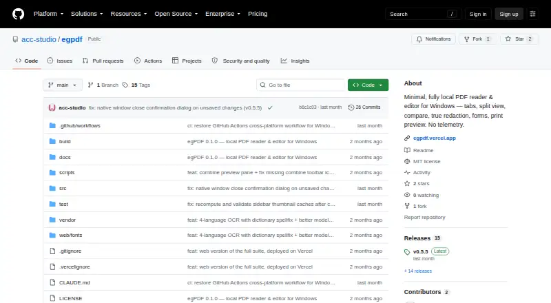 The egPDF homepage