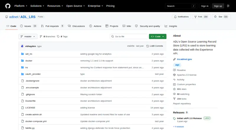 The ADL Open Source LRS homepage