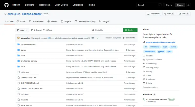 The license-comply homepage