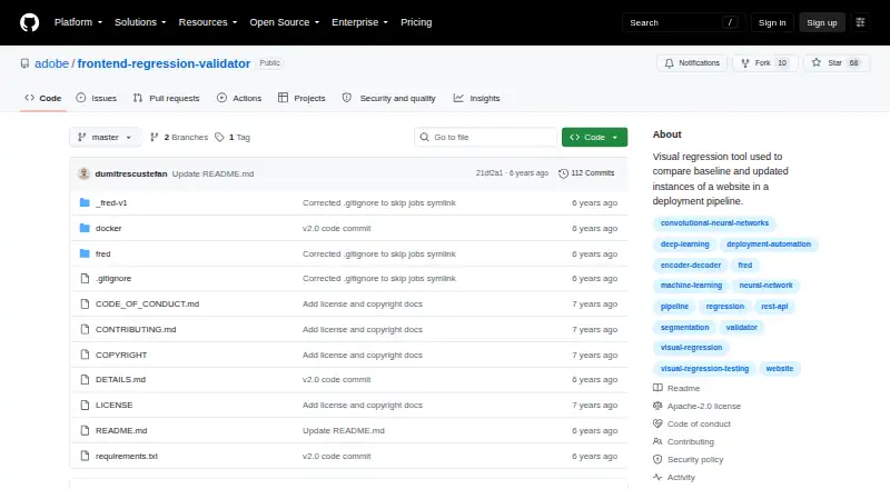 The Frontend Regression Validator homepage
