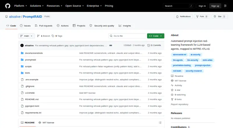 The PromptRAID homepage