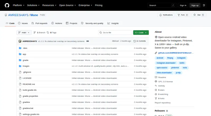 The Mone homepage