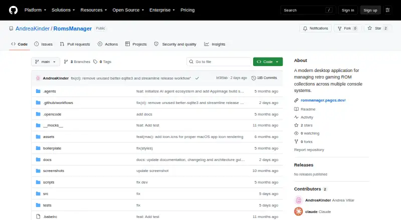 The RomsManager homepage