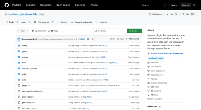 The pytest-ansible homepage