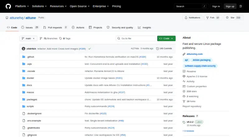 The Attune homepage