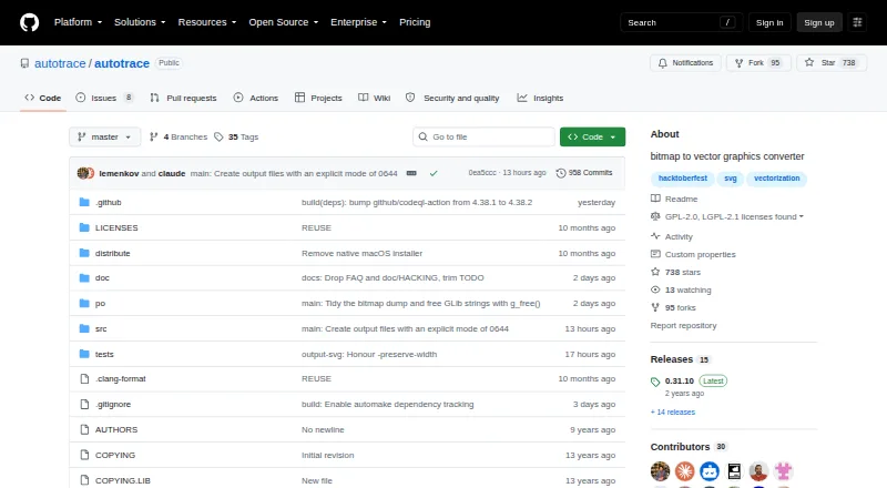 The AutoTrace homepage