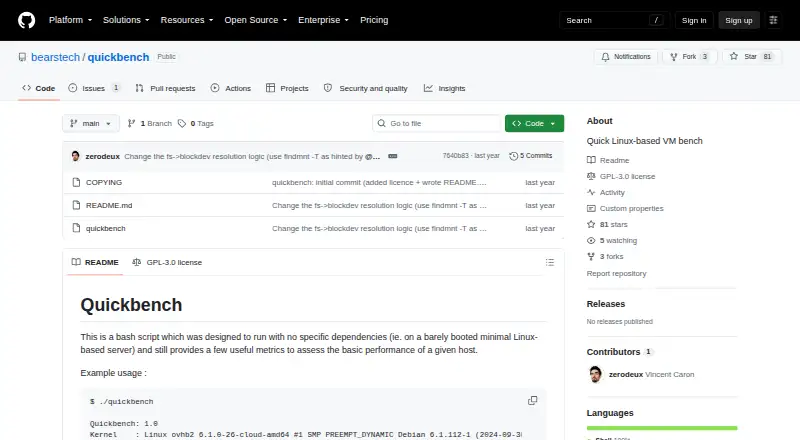 The Quickbench homepage