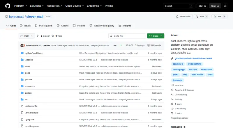 The SIEVER Mail homepage