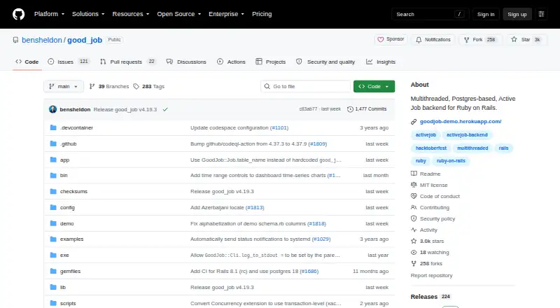 The GoodJob homepage
