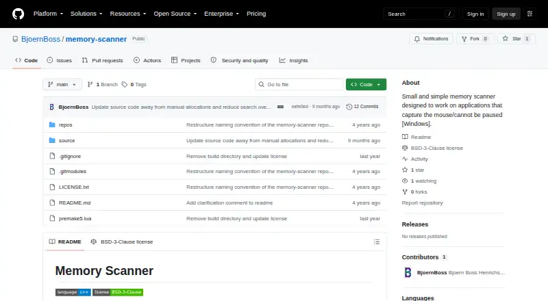 The Memory Scanner homepage