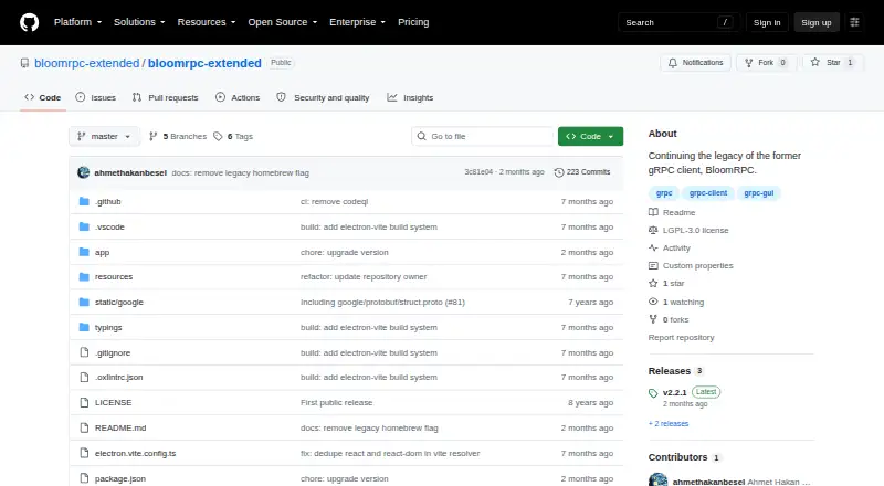 The BloomRPC Extended homepage