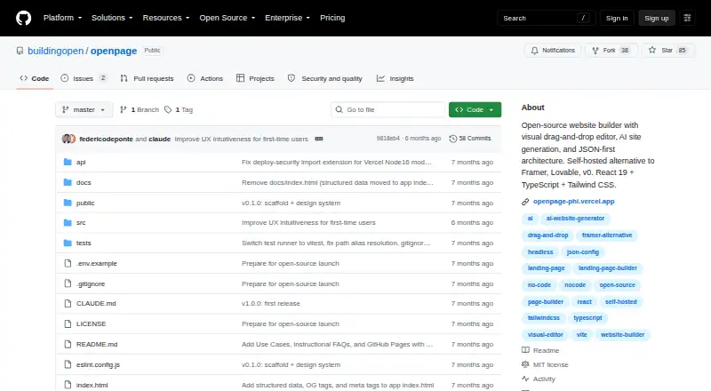 The OpenPage homepage