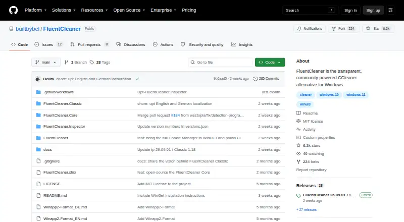 The FluentCleaner homepage
