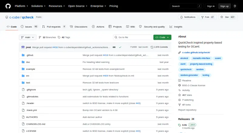The QCheck homepage