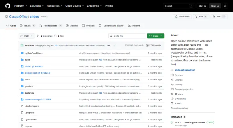 The Casual Slides homepage