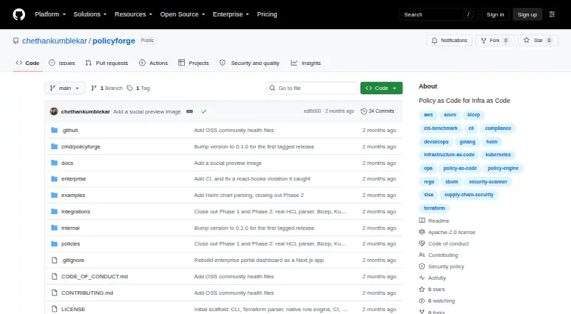 The PolicyForge homepage
