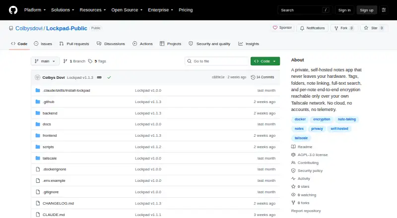 The Lockpad homepage
