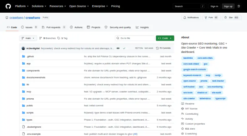 The CrawlSEO homepage
