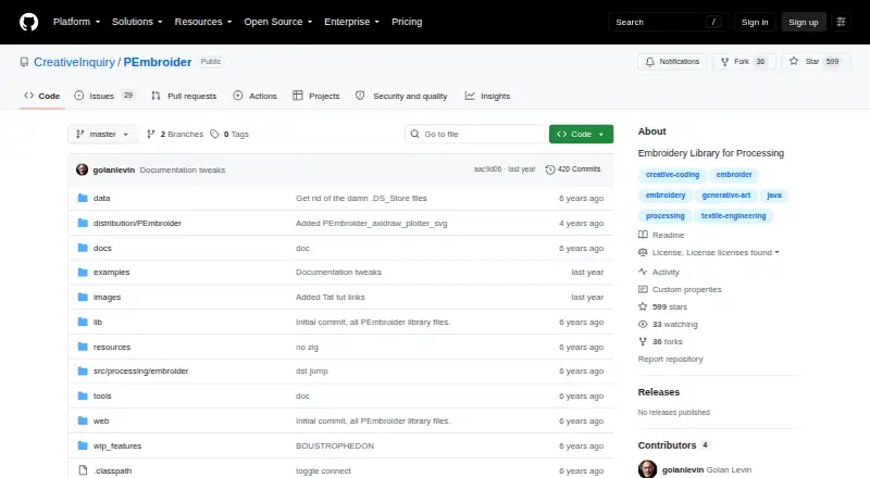 The PEmbroider homepage