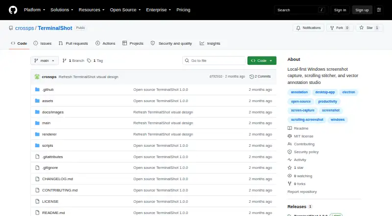 The TerminalShot homepage