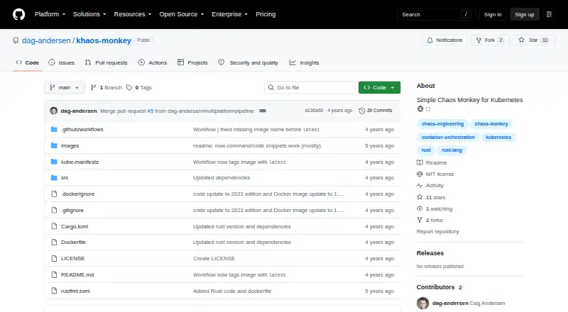 The khaos-monkey homepage