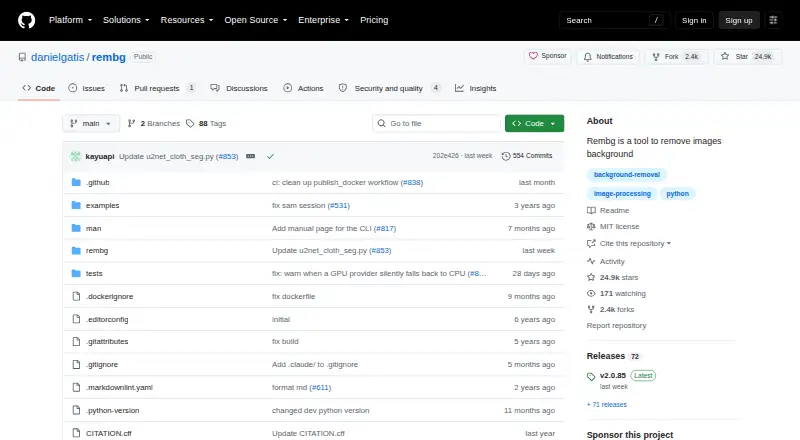 The rembg homepage