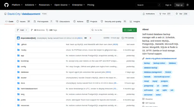 The Databasement homepage