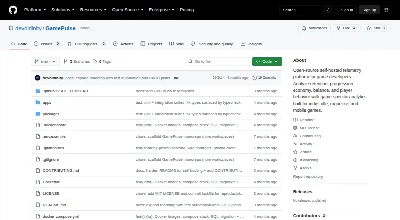 The GamePulse homepage