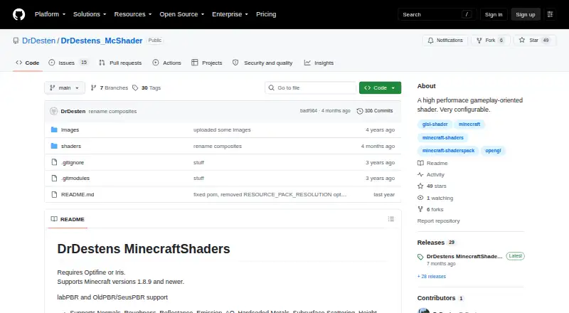 The DrDesten’s Minecraft Shaders homepage