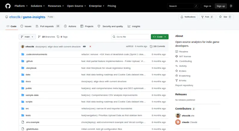 The Game Insights homepage