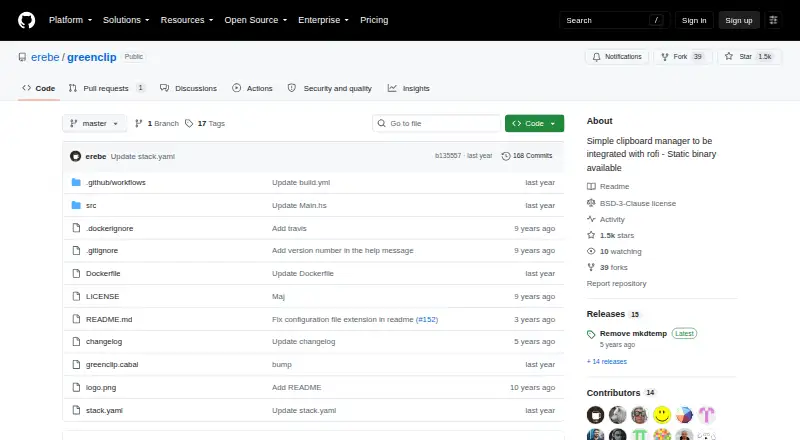 The Greenclip homepage