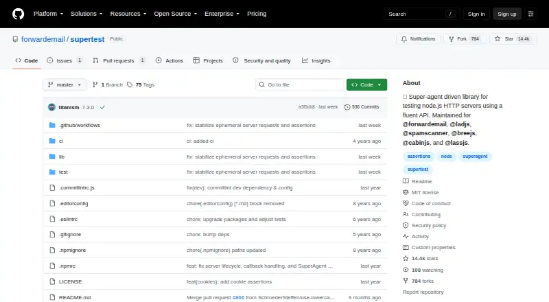 The SuperTest homepage