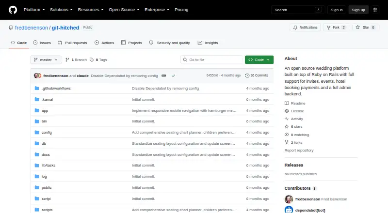 The Git Hitched homepage