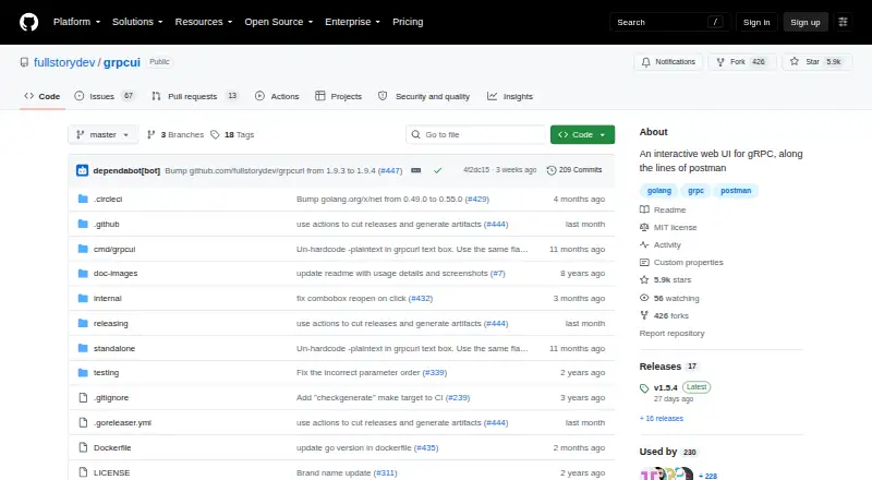 The grpcui homepage