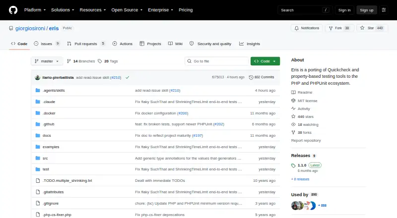 The Eris homepage