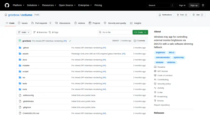 The ExtLume homepage