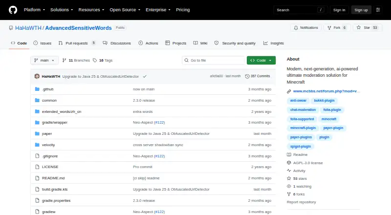 The AdvancedSensitiveWords homepage