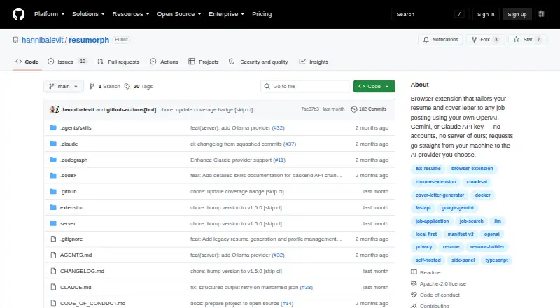 The ResuMorph homepage