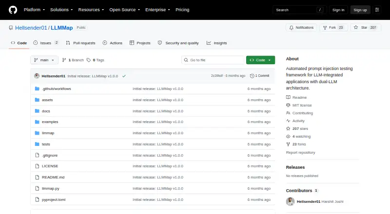 The LLMMap homepage