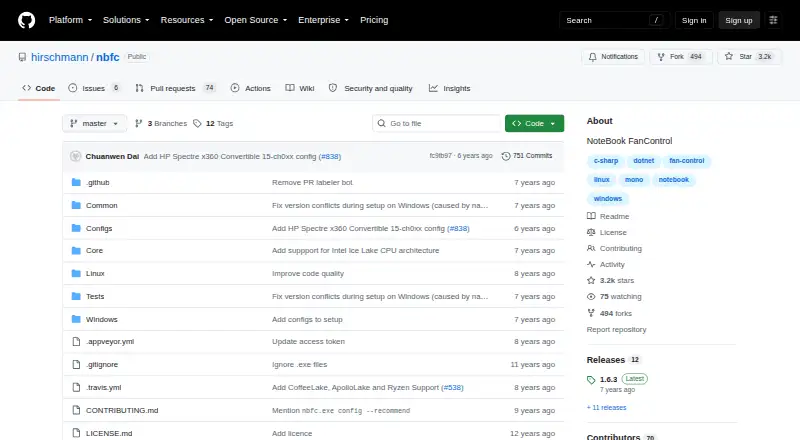 The Notebook FanControl homepage