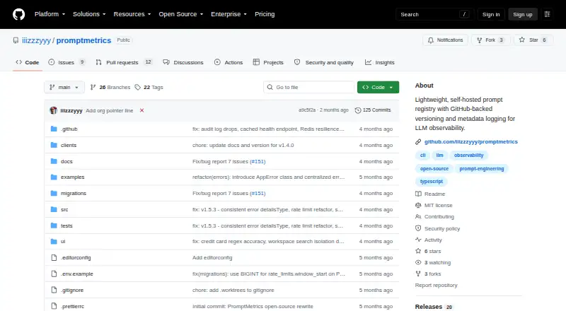 The PromptMetrics homepage