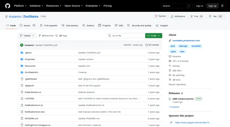 The ZenStates homepage
