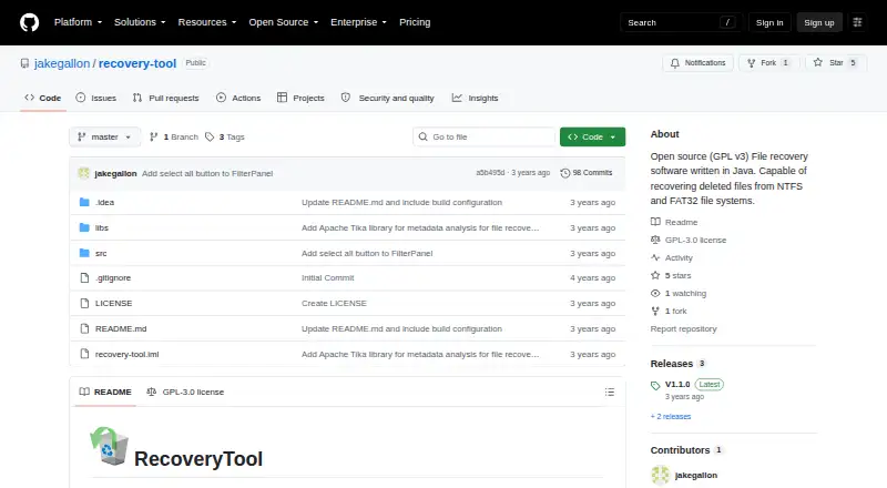 The RecoveryTool homepage