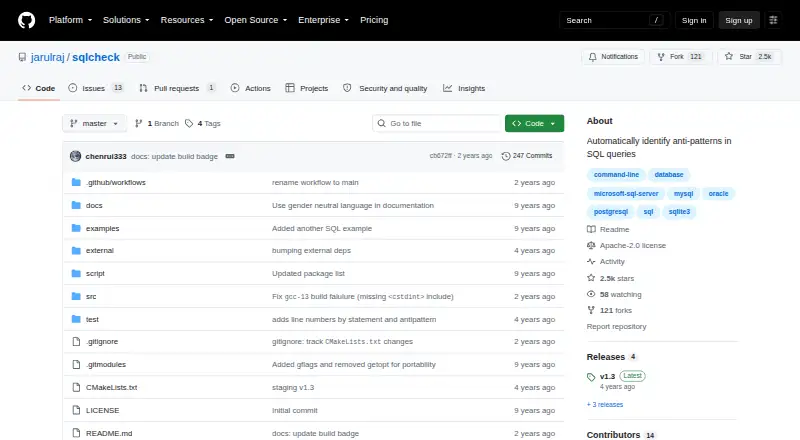 The SQLCheck homepage