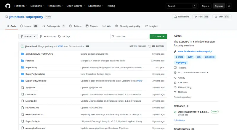 The SuperPuTTY homepage